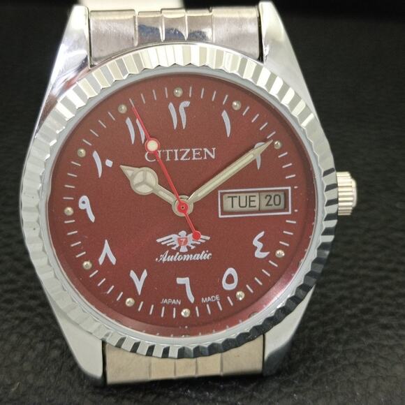 Vintage 1971 Citizen Automatic Mens Silver Watch W/daydate & Arabic accents - Picture 4 of 10